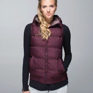 Lululemon Women Size 4 Chilly Chill Reversible Hooded Vest Goose Down Waterproof